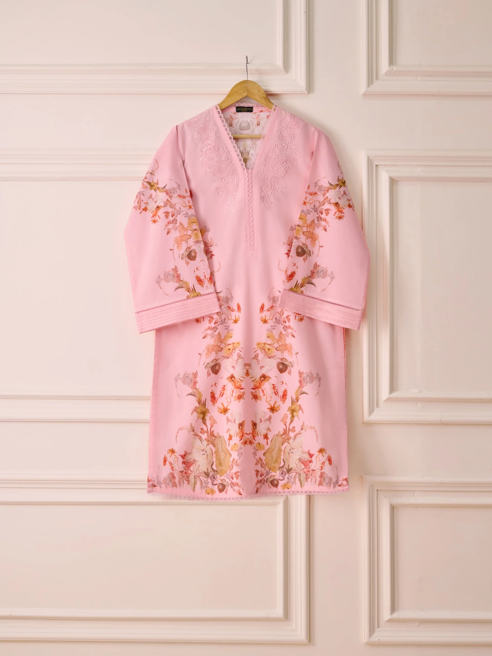 (Unstitched) Digital Printed Embroidered Cambric Shirt KJ-4444